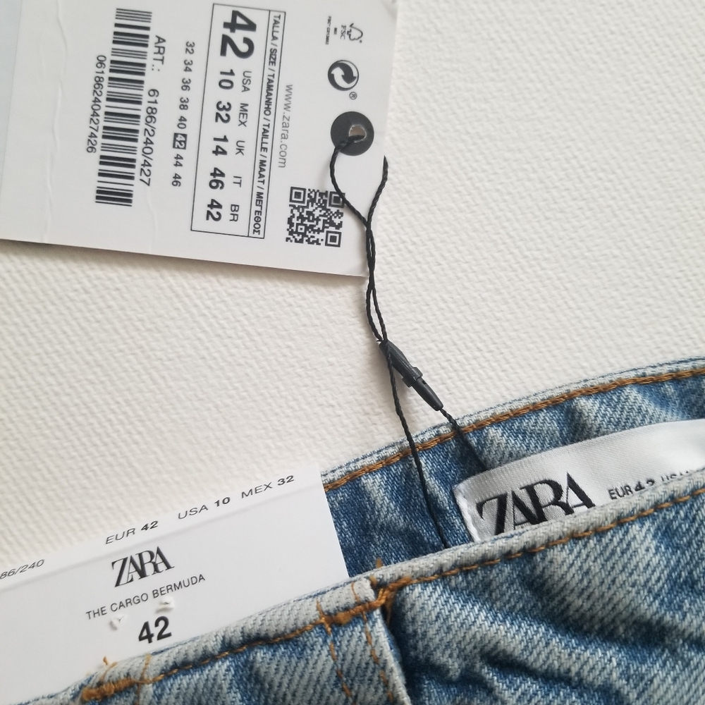 New Zara Bermuda 100% Cotton Denim Cargo Short - Picture 9 of 9